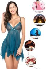 Royal Temptation – Teal Lace Babydoll - Image 4