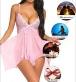 Blush Whisper – Pink Lace Babydoll - Image 3