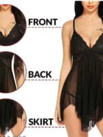 Midnight Desire – Black Lace Babydoll - Image 2