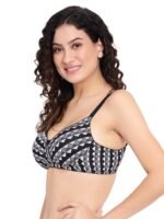 Geometric Charm Black & White Padded Bra - Image 4